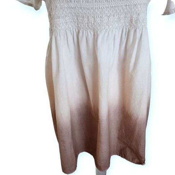 SANOMA CREAM & TAUPE SMOCKED TUNIC SZ.XL EUC - Picture 3 of 8